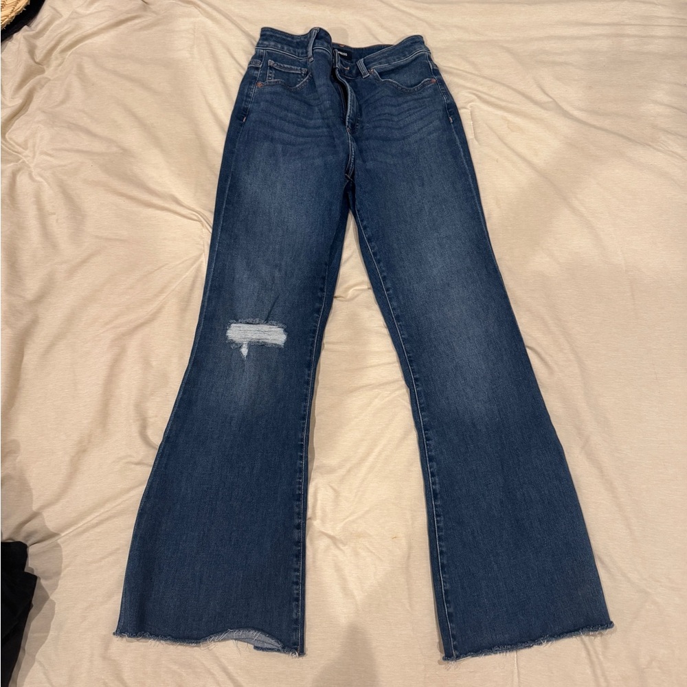Express Dark Blue Flare Jeans - 6 Short Curvy Flare
